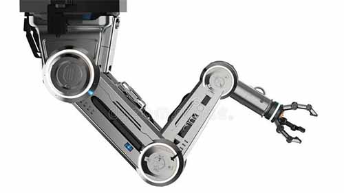 an automated factory robot arm